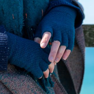 Teal Blue Fingerless Gloves by Peace of Mind